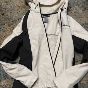 Free Country Women's White and Black Hooded Softshell Ski Jacket